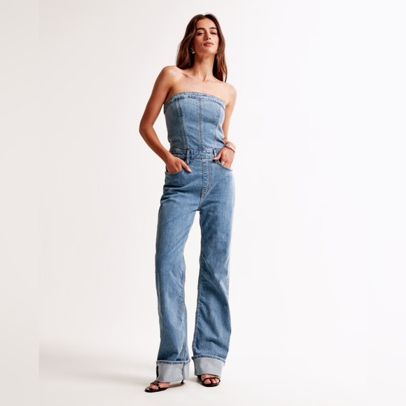 Abercrombie & Fitch Denim - Abercrombie & Fitch Strapless Denim Jumpsuit Sz-M
